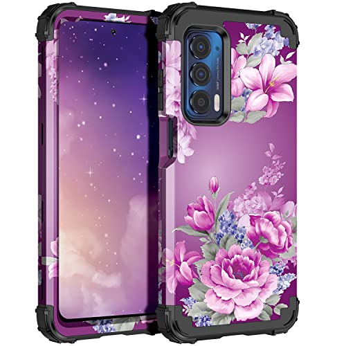 Purple Floral Shockproof Case for Motorola Moto Edge