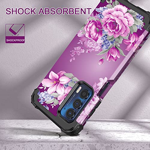 Purple Floral Shockproof Case for Motorola Moto Edge