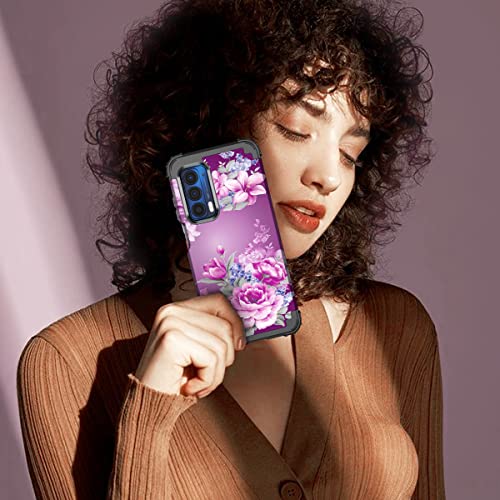 Purple Floral Shockproof Case for Motorola Moto Edge