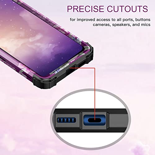 Purple Floral Shockproof Case for Motorola Moto Edge