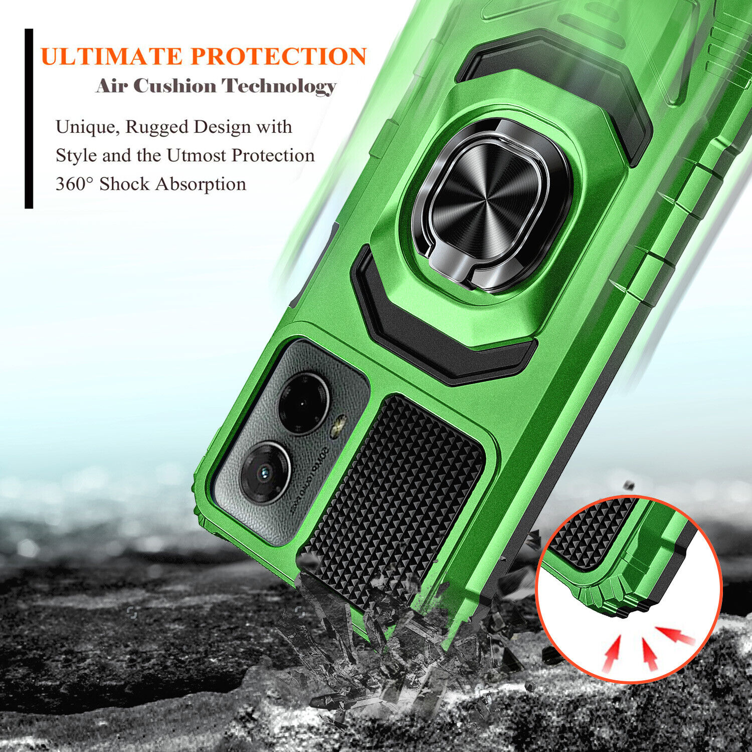 Motorola Moto g 5G (2024) Case with Ring Stand and Tempered Glass