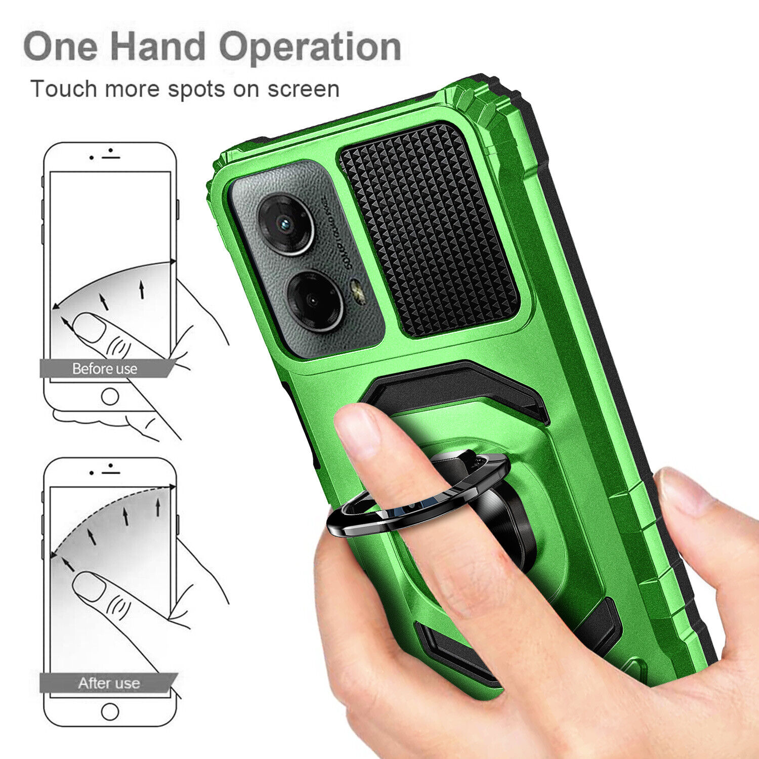 Motorola Moto g 5G (2024) Case with Ring Stand and Tempered Glass