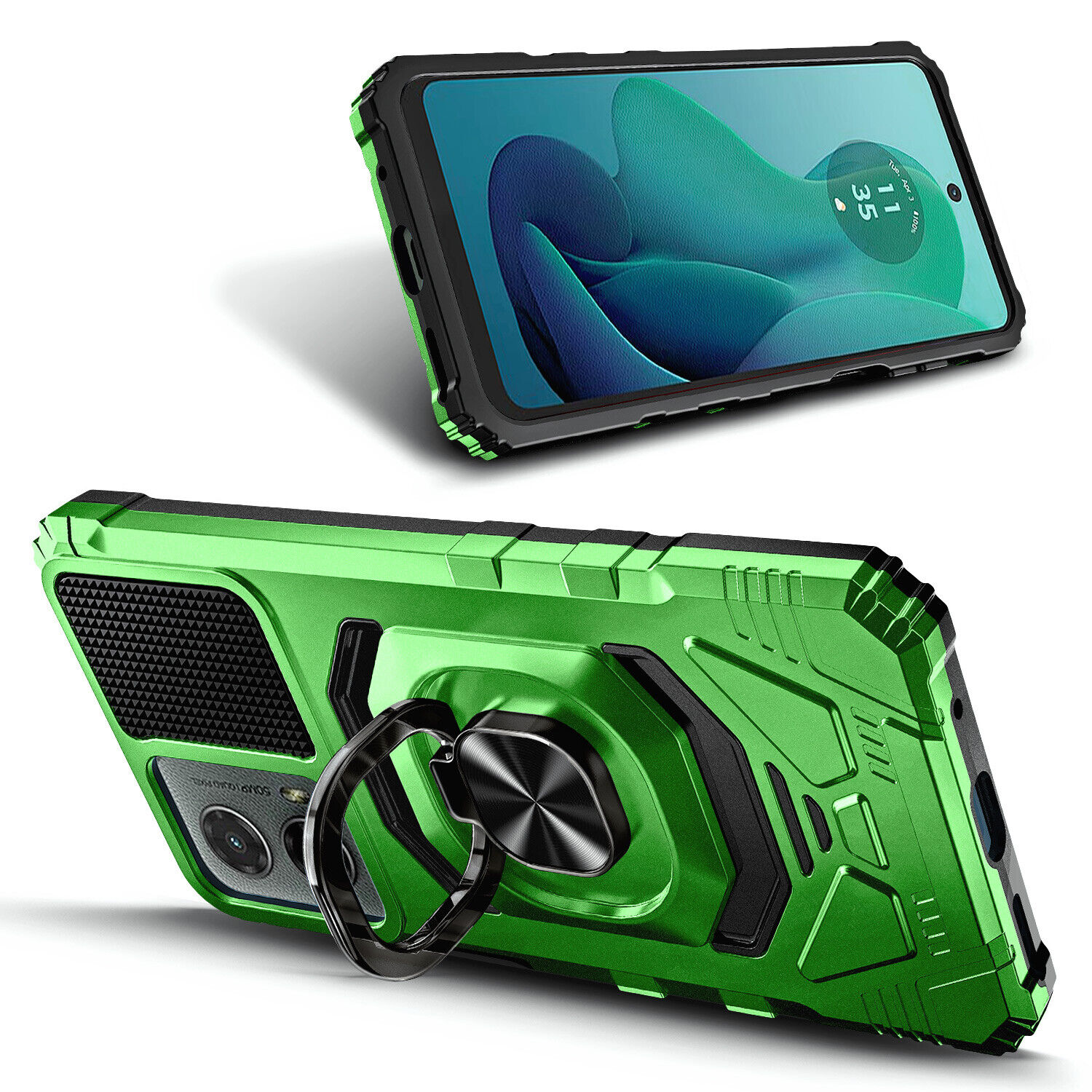 Motorola Moto g 5G (2024) Case with Ring Stand and Tempered Glass