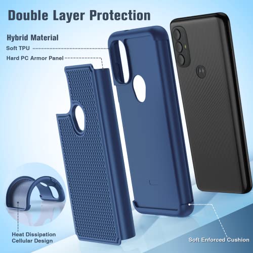 Motorola Moto G Power 2022 Case: Heavy Duty Dual Layer Navy Blue Cover