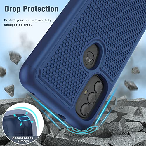 Motorola Moto G Power 2022 Case: Heavy Duty Dual Layer Navy Blue Cover