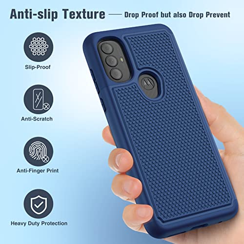 Motorola Moto G Power 2022 Case: Heavy Duty Dual Layer Navy Blue Cover