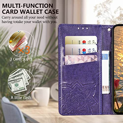 Purple Butterfly Wallet Case for Moto G Power 2022