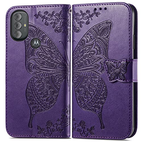 Purple Butterfly Wallet Case for Moto G Power 2022