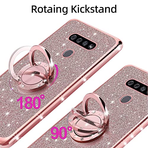 Glitter Rose Soft Clear TPU LG K51 Phone Case