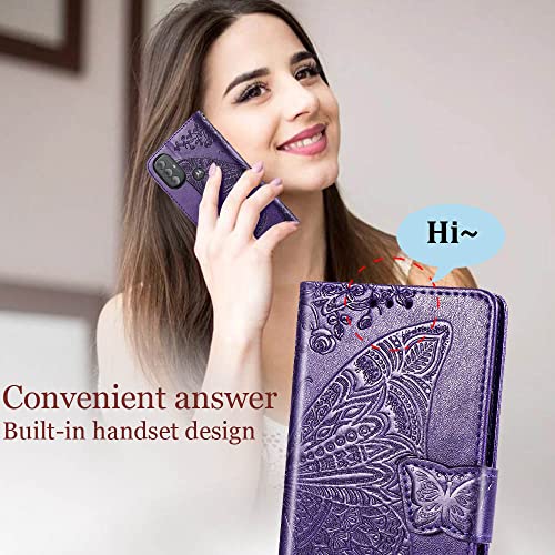 Purple Butterfly Wallet Case for Moto G Power 2022