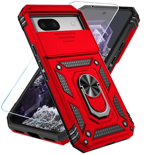 Red Google Pixel 8A Case with HD Screen Protector