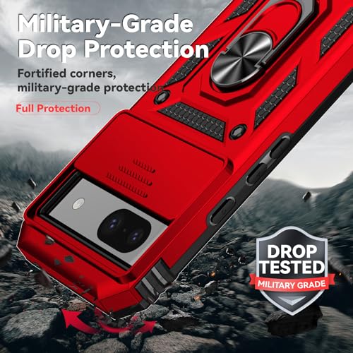 Red Google Pixel 8A Case with HD Screen Protector