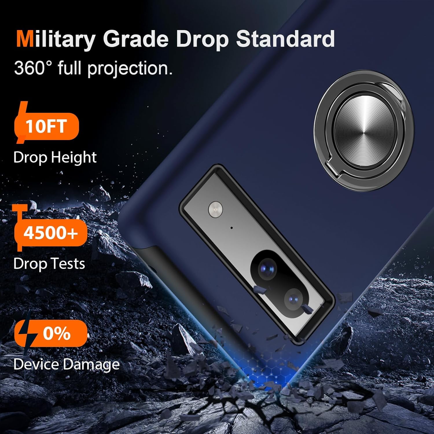 Navy Heavy Duty Case with Kickstand for Google Pixel