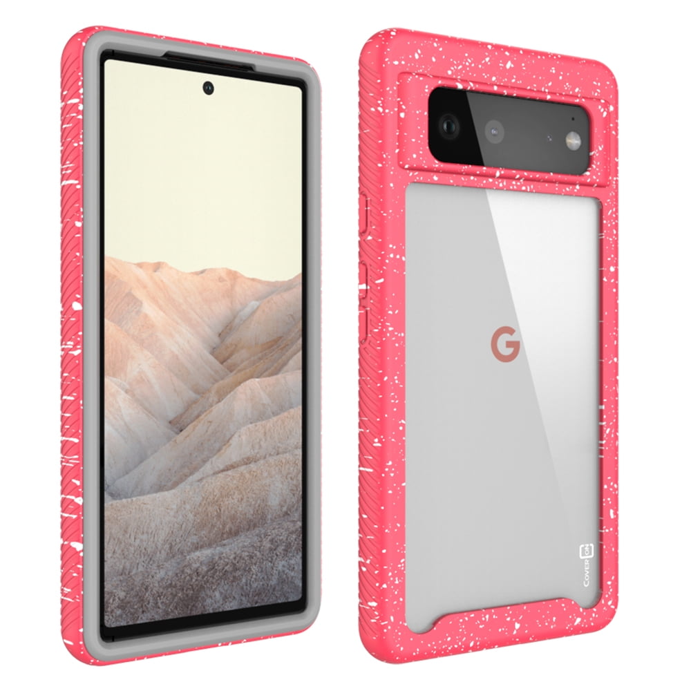 Military Grade Google Pixel 6 Case, Pink/White Splash