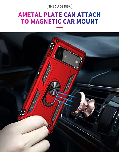 Androgate Red Pixel 6 Case with HD Screen Protector