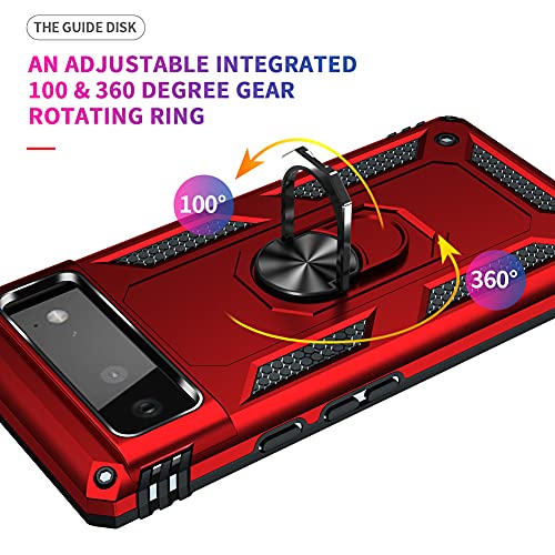 Androgate Red Pixel 6 Case with HD Screen Protector