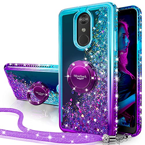 Purple Liquid Glitter Case with Stand for LG Stylo 4