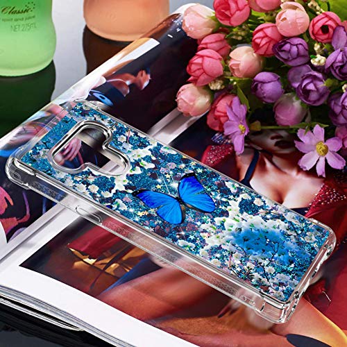 Blue Butterfly Glitter Liquid Case for LG Stylo 6