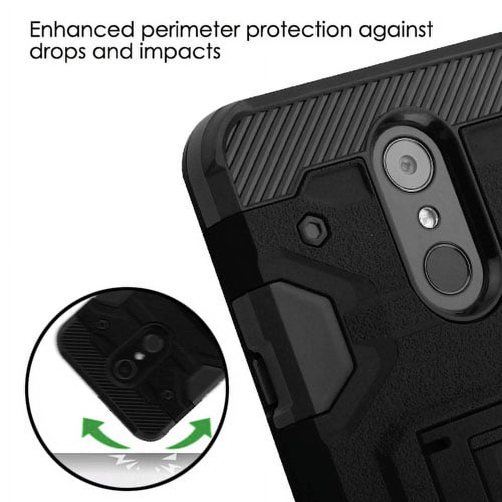 Black Dual Layer Rugged Kickstand Case for LG Stylo 5