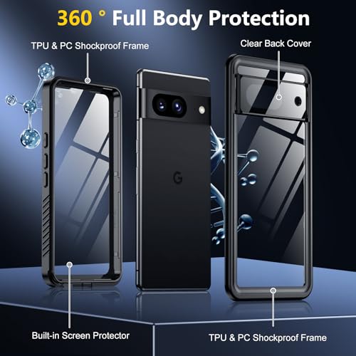 Google Pixel 8 Waterproof Heavy Duty Phone Case Black