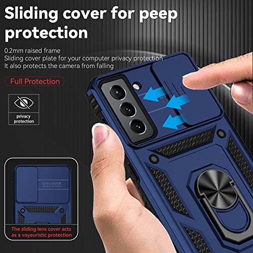 Samsung Galaxy S21 5G Case - Dual Layer, Magnetic Ring Holder, Kickstand - Navy Blue