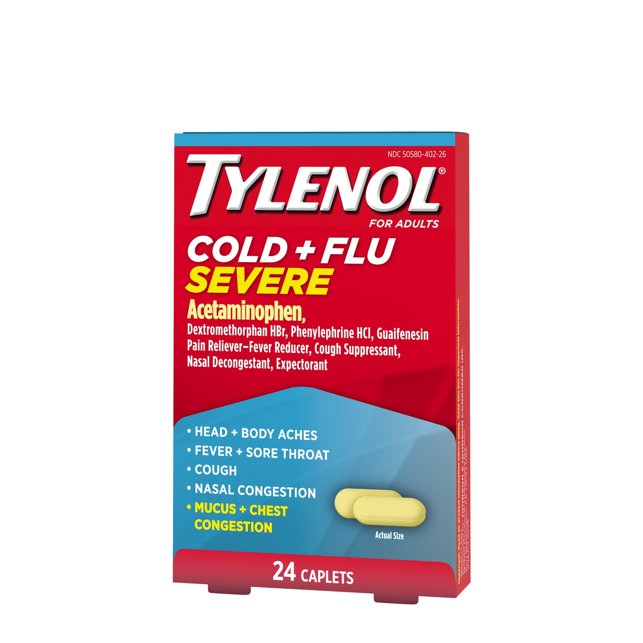 Tylenol Cold + Flu Severe Caplets, 24 ct