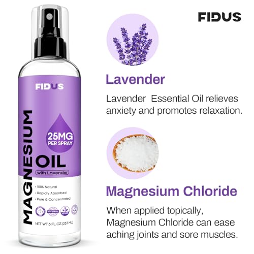 Fidus Lavender Magnesium Oil Spray - 8 oz Organic