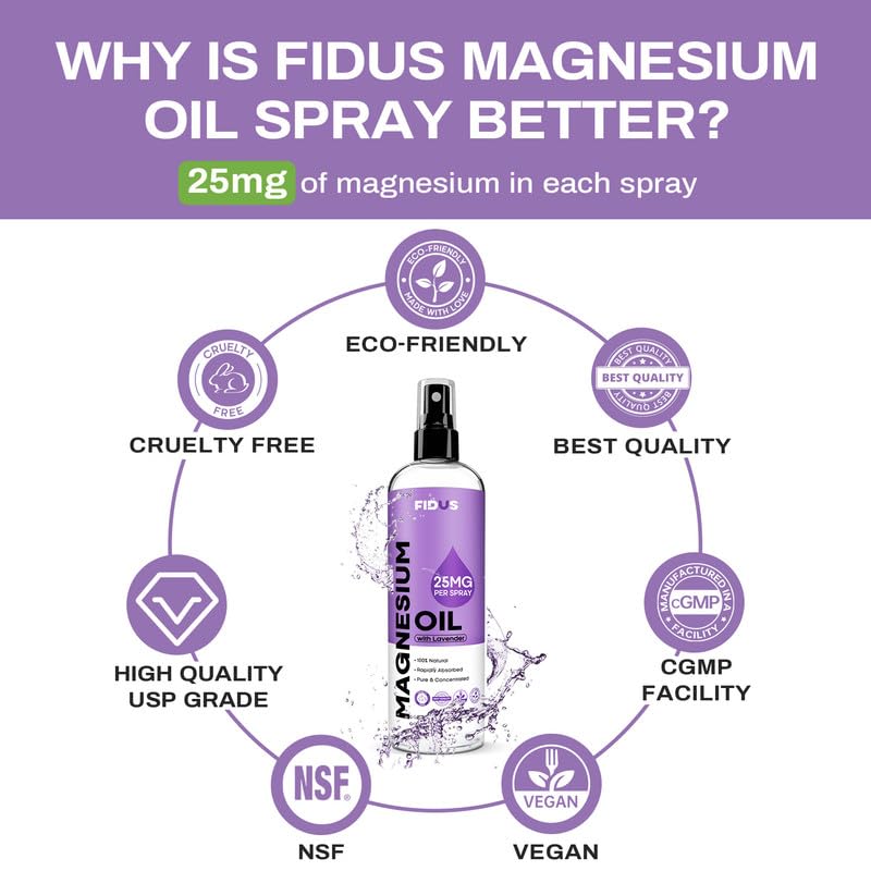 Fidus Lavender Magnesium Oil Spray - 8 oz Organic