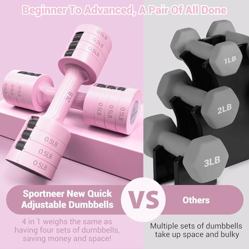 Sportneer Adjustable Dumbbells Hand Weights Set: 2lb - 5lb
