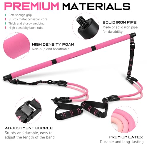 Multifunctional Pilates Bar with Resistance Bands for Full Body