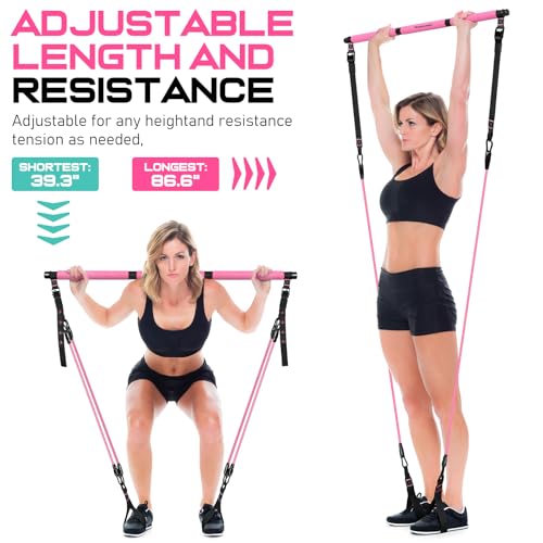 Multifunctional Pilates Bar with Resistance Bands for Full Body