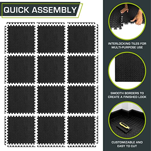 ProsourceFit Interlocking Exercise Mat for Home Gym, Kids
