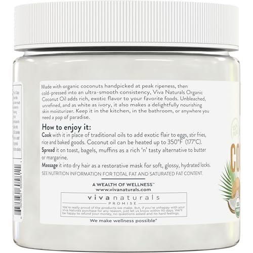 Viva Naturals Organic Coconut Oil - USDA Certified Organic