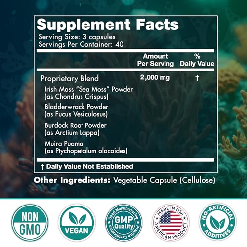Irish Sea Moss Capsules with Superfood Ingredients - 120 pills