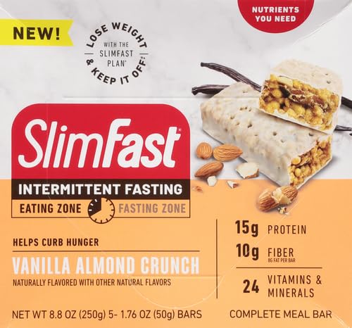 SlimFast Intermittent Fasting Protein Bars, Vanilla Almond Crunch