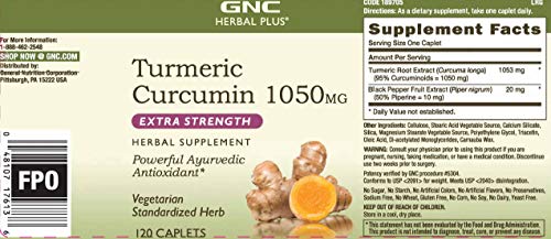 GNC Herbal Plus Turmeric Curcumin 1000mg Antioxidant Support