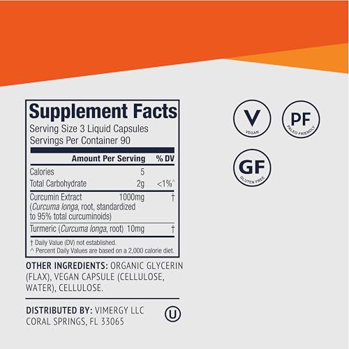 Vimergy Curcumin & Turmeric Liquid Capsules, 90 Servings