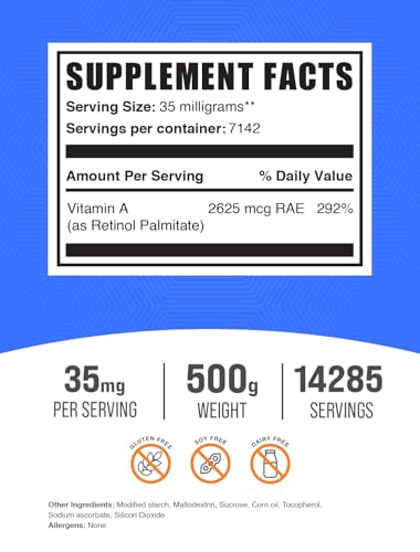 BulkSupplements Vitamin A Palmitate Powder for Eye Health