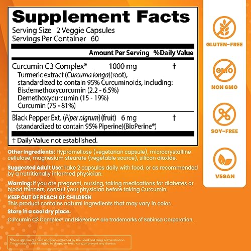 High Absorption Curcumin with BioPerine 500mg Capsules
