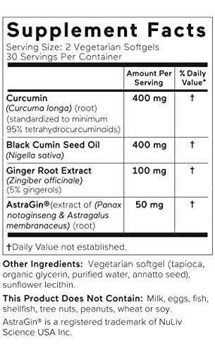 Curcumin Softgels with Black Cumin & Ginger