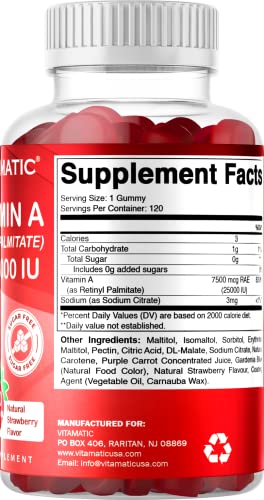 Sugar Free Vitamin A Gummies - Strawberry Flavor