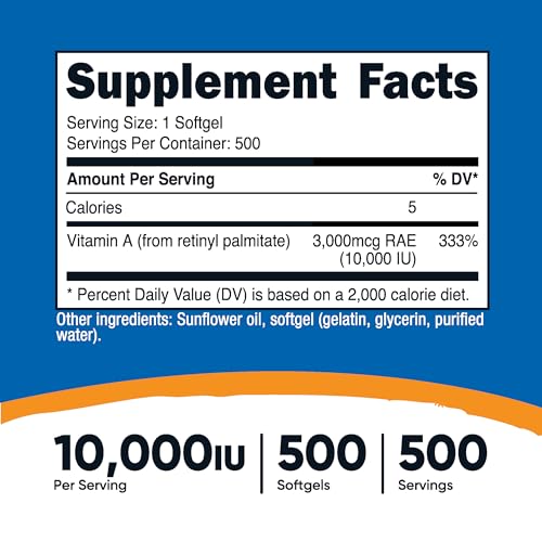 Nutricost Vitamin A 10,000 IU Softgel Capsules