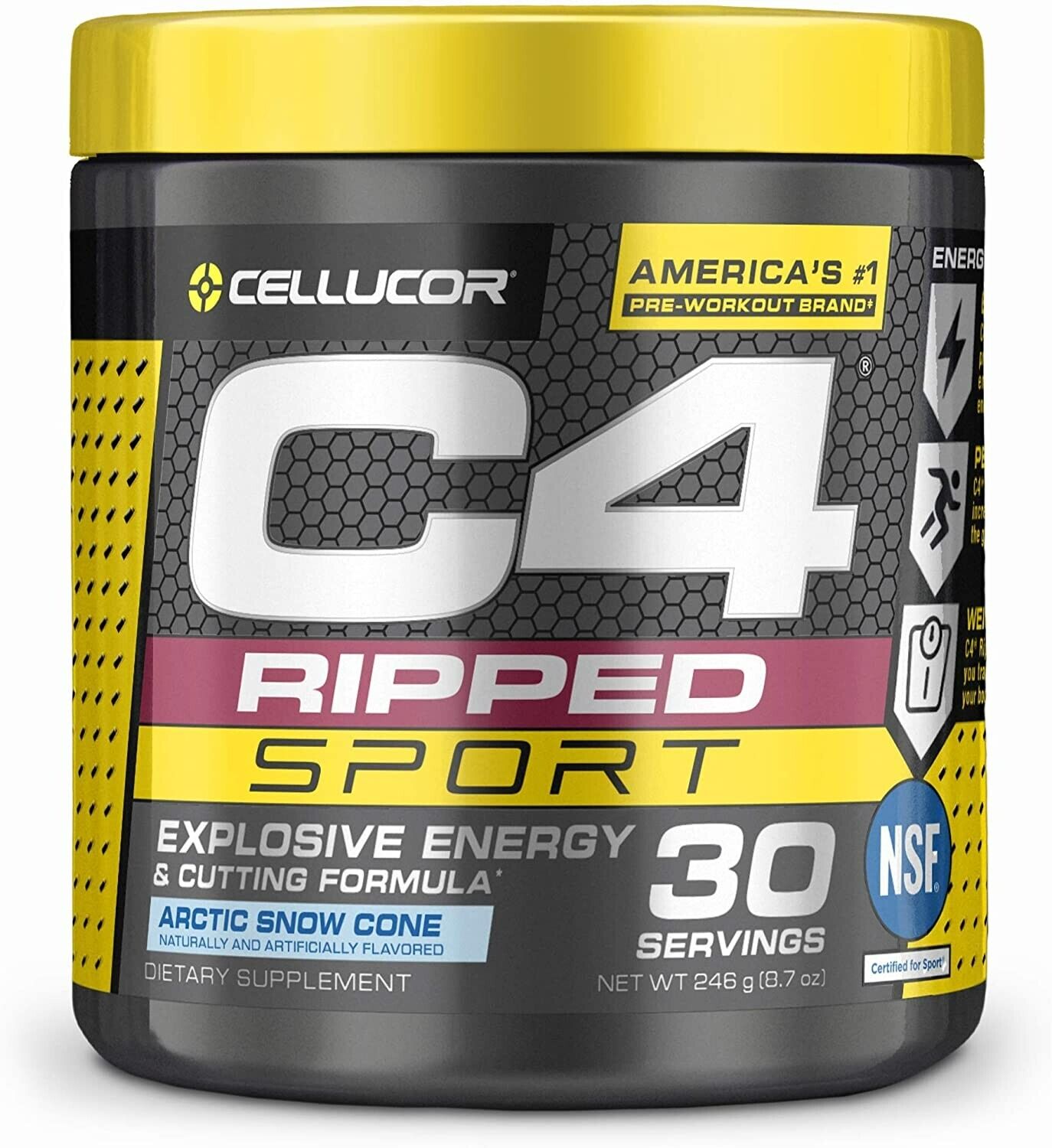 C4 Ripped Sport Pre-Workout Powder, Arctic Snow Cone
