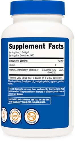Nutricost Vitamin A 10,000 IU Softgel Capsules