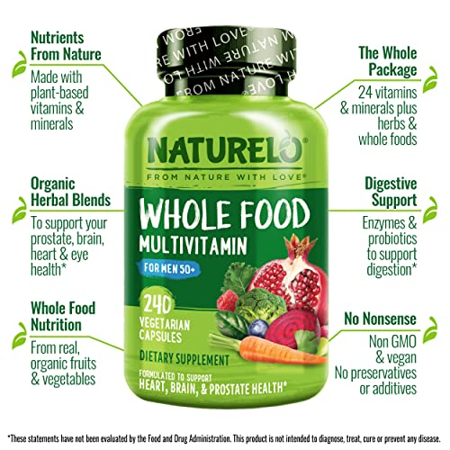 NATURELO Whole Food Multivitamin for Men 50+