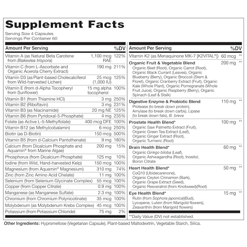 NATURELO Whole Food Multivitamin for Men 50+