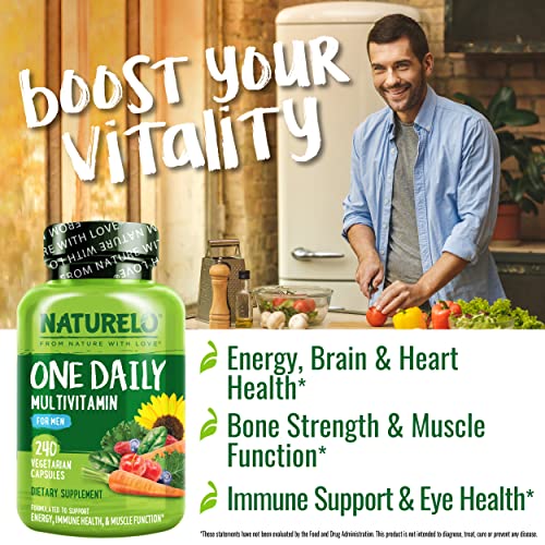 NATURELO Men's Daily Multivitamin - 240 Vegetarian Capsules