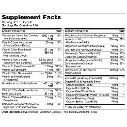 NATURELO Men's Daily Multivitamin - 240 Vegetarian Capsules