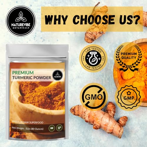 Organic Turmeric Root Powder with Curcumin, 5lbs