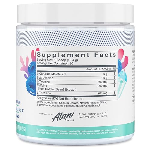 Alani Nu Pre-Workout Powder - Blue Slush Flavor